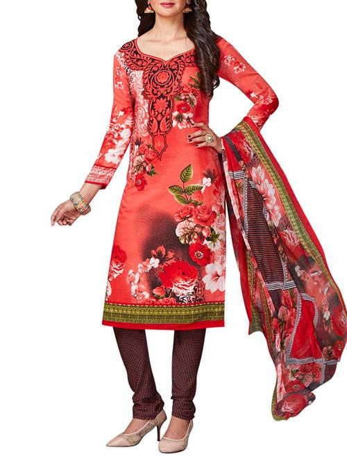 floral unstitched churidaar suit - 15335694 - Very Small Image - 1