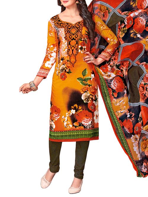 floral unstitched churidaar suit - 15335695 - Very Small Image - 1