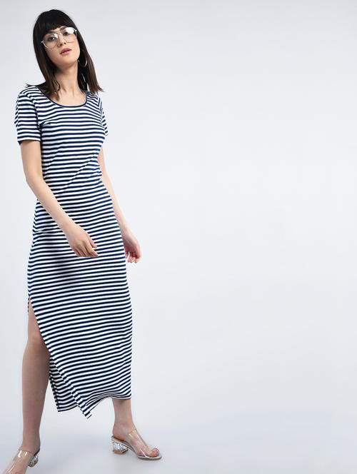 striped side slit maxi dress - 15335942 - Very Small Image - 1