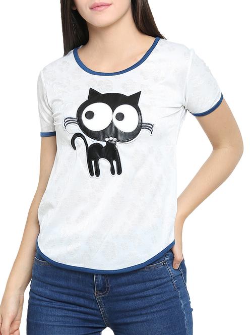 contrast piped quirky applique tee - 15336004 - Very Small Image - 1