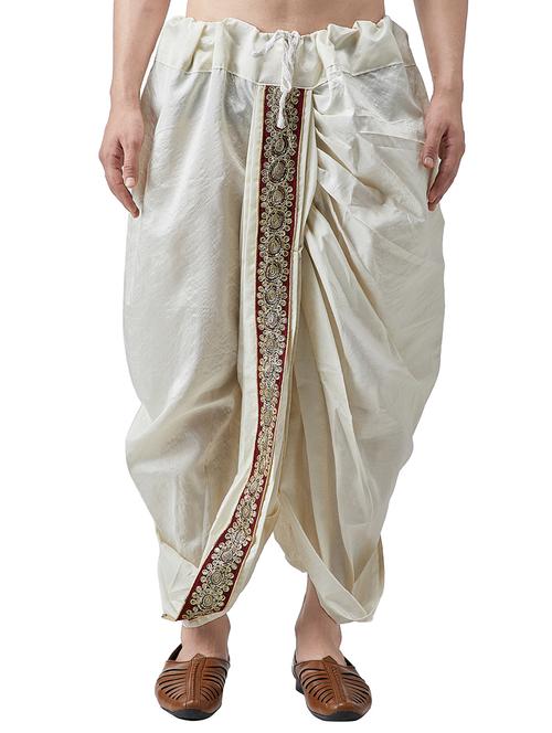 cream pure silk dhoti - 15336114 - Very Small Image - 1