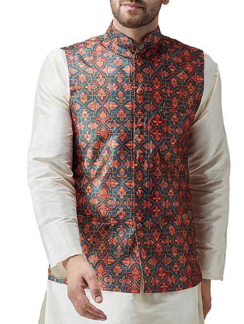 multi colored silk nehru jacket - 15336183 - Very Small Image - 1