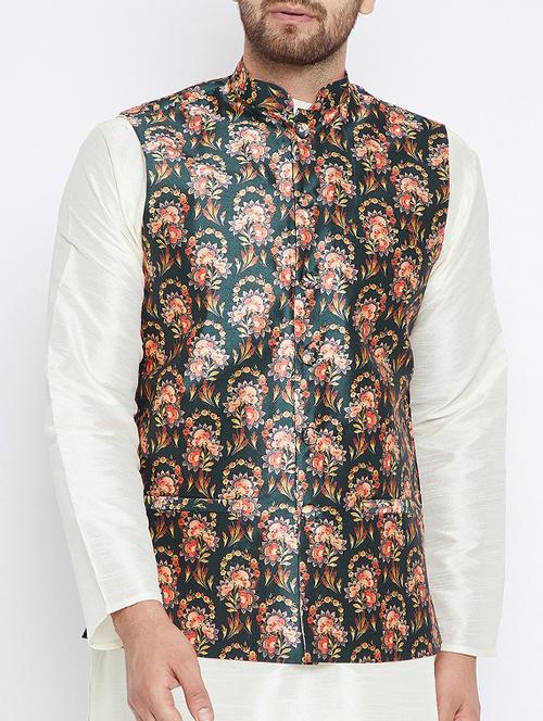 multi colored silk nehru jacket - 15336195 - Very Small Image - 1