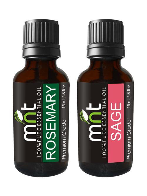 mnt combo of rosemary oil and sage oil for hair growth, skin care (each 15ml) - 100% pure natural oil - 15336521 - Very Small Image - 1