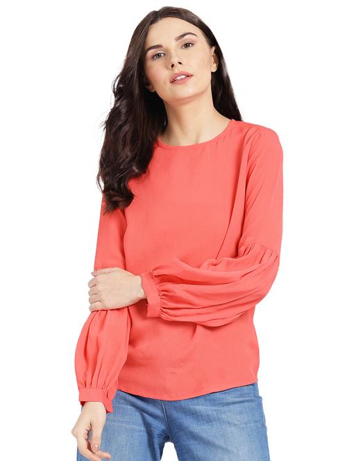 lantern sleeved solid top - 15336731 - Very Small Image - 1