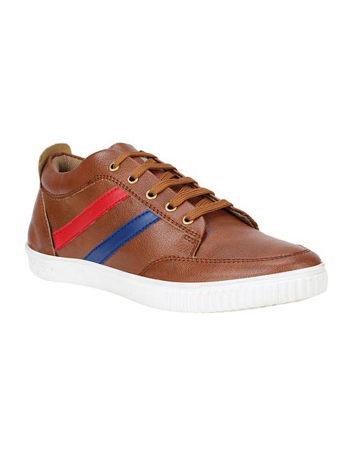 tan leatherette lace up sneaker - 15337345 - Very Small Image - 1