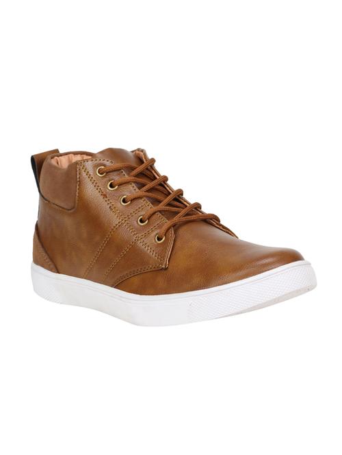 tan leatherette lace up sneaker - 15337353 - Very Small Image - 1