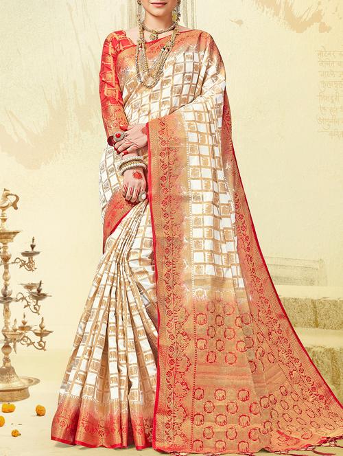 zari banarasi saree with blouse - 15337630 - Very Small Image - 1