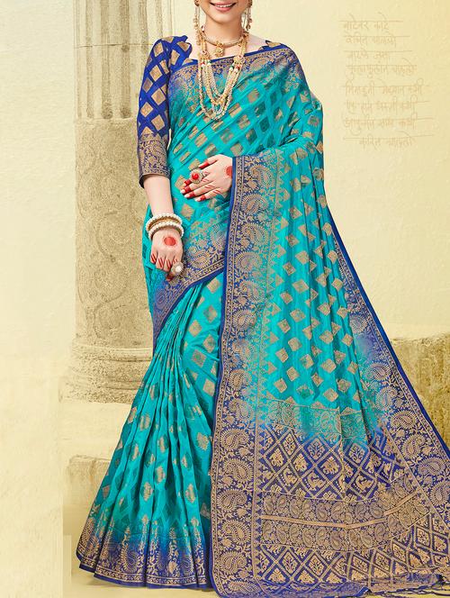 zari banarasi saree with blouse - 15337631 - Very Small Image - 1