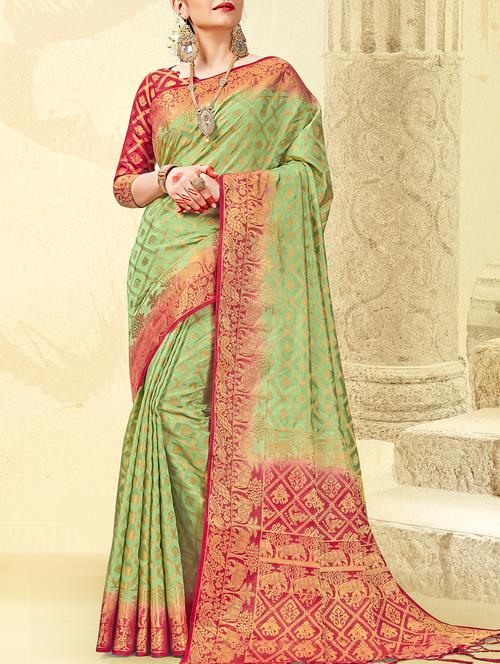 zari banarasi saree with blouse - 15337632 - Very Small Image - 1