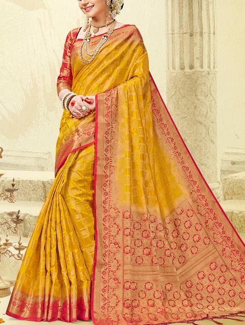 zari banarasi saree with blouse - 15337637 - Very Small Image - 1
