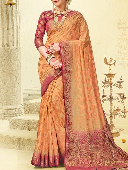 zari banarasi saree with blouse - 15337640 - Very Small Image - 1