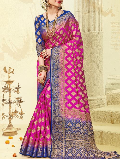 zari banarasi saree with blouse - 15337641 - Very Small Image - 1