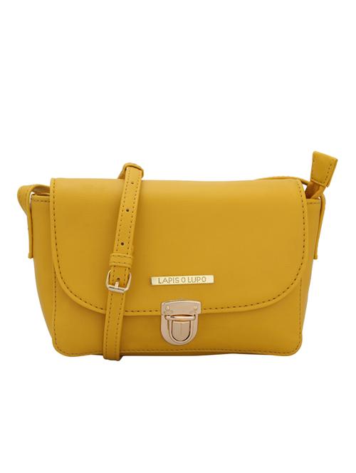 yellow leatherette (pu) sling bag - 15338895 - Very Small Image - 1