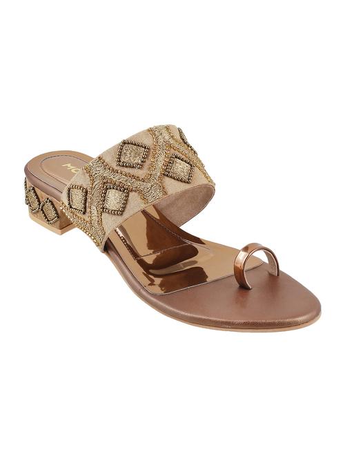 gold faux leather one toe sandals - 15339950 - Very Small Image - 1