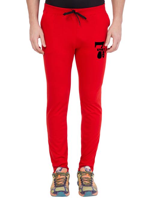 red cotton full length track pant - 15340421 - Very Small Image - 1