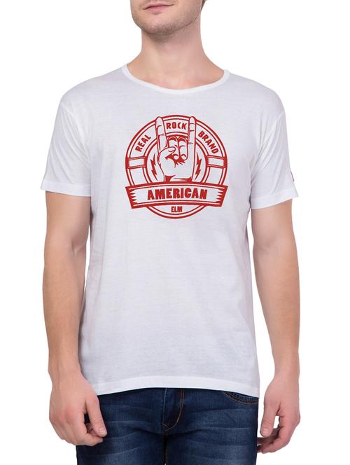 white cotton chest print tshirt - 15340678 - Very Small Image - 1
