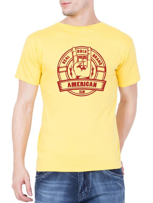 yellow cotton chest print tshirt - 15340707 - Very Small Image - 1