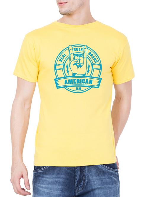 yellow cotton chest print tshirt - 15340708 - Very Small Image - 1