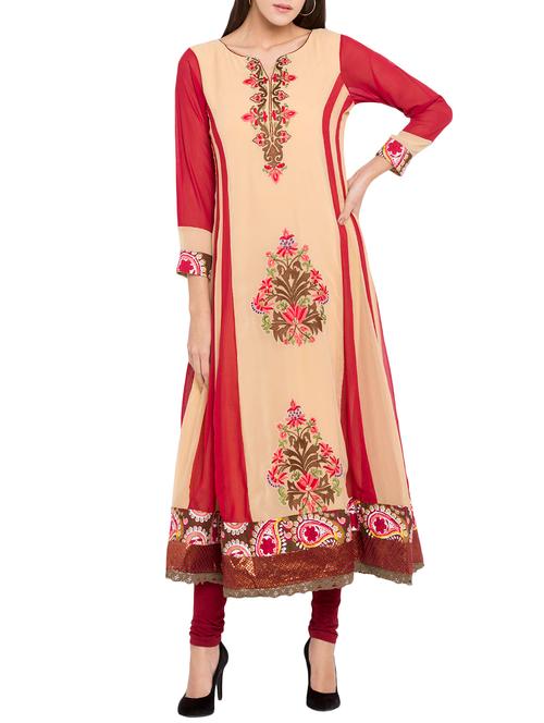 flared embroidered kurta - 15340733 - Very Small Image - 1