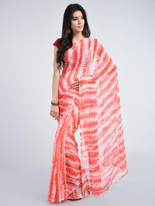 shibori printed saree with blouse - 15341313 - Very Small Image - 1