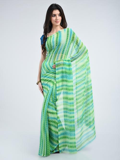 chiffon shibori saree with blouse - 15341339 - Very Small Image - 1