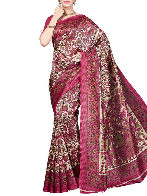 kalamkari printed saree with tassels with blouse - 15341497 - Very Small Image - 1