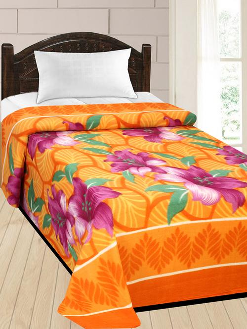 yellow printed single bed ac blanket - 15341765 - Very Small Image - 1