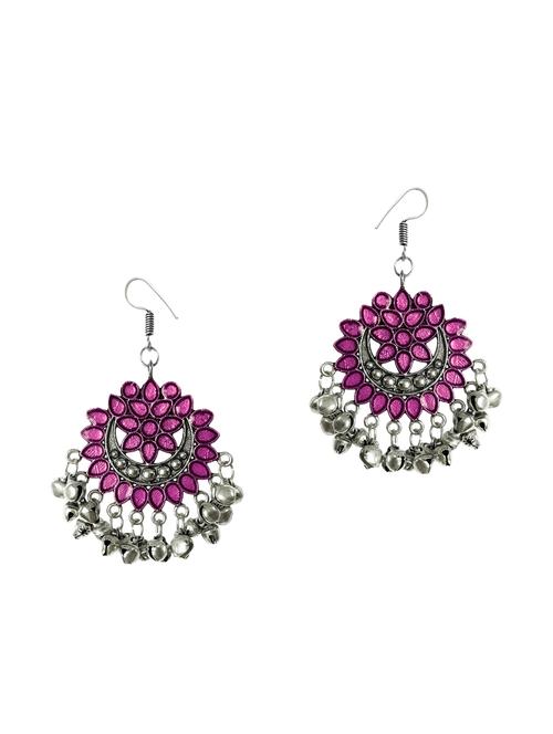 pink silver tone tribal earrings - 15341840 - Very Small Image - 1