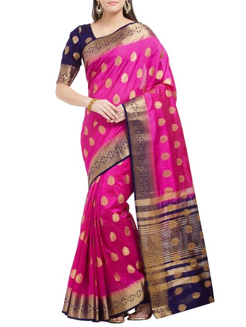 delicate golden zari banarasi saree with blouse - 15342711 - Very Small Image - 1
