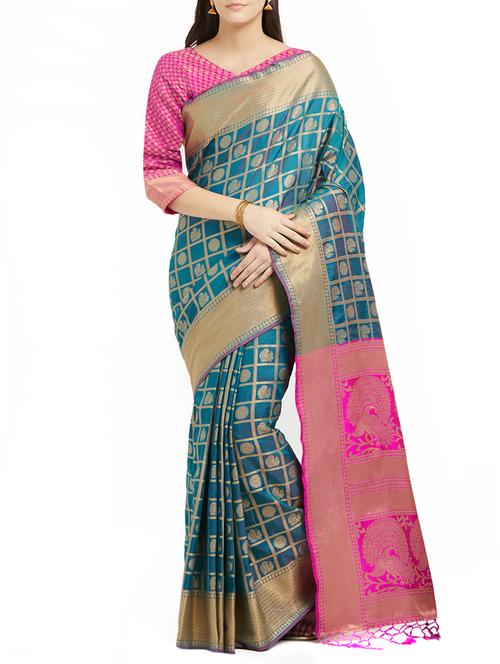 conversational zari patola saree with blouse - 15342730 - Very Small Image - 1