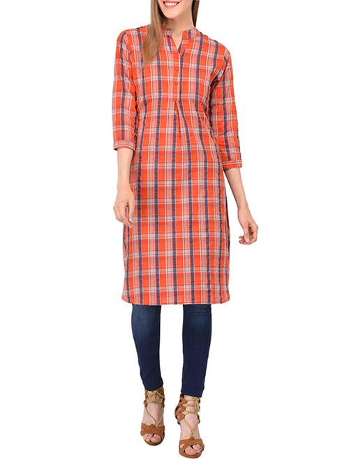 checkered button up neck tunic - 15343855 - Very Small Image - 1