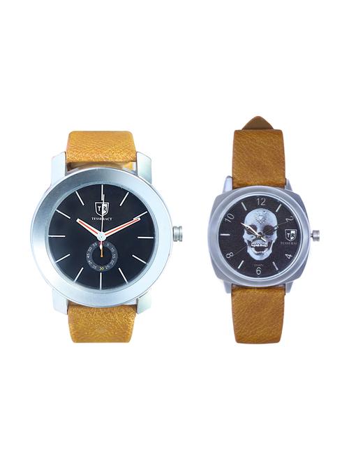 tesseract black dial & black skull face dial men's & boy's analogue watches (sbrb007+ubrss049) - 15343982 - Very Small Image - 1
