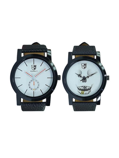 tesseract white dial & skull face men's & boy's analogue watches (sbw011+ubws025) - 15344033 - Very Small Image - 1