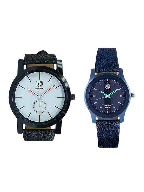 tesseract white dial & black dial men's analogue watches (sbw011+sblb065) - 15344053 - Very Small Image - 1