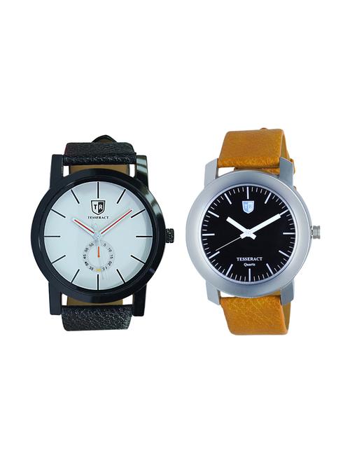 tesseract white dial & black dial men's analogue watches (sbw011+sbrgb069) - 15344055 - Very Small Image - 1