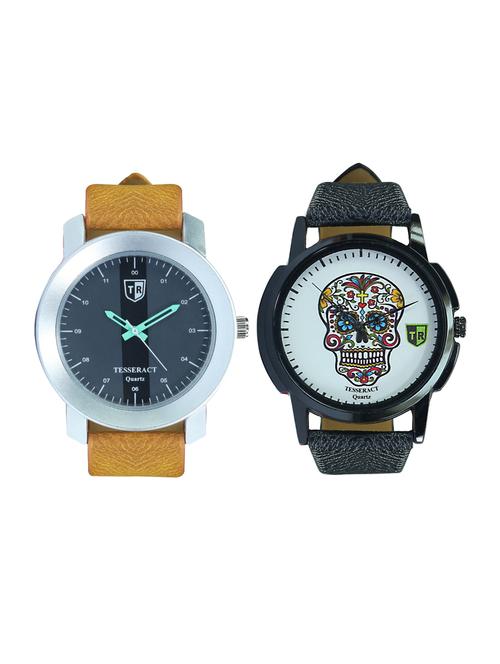 tesseract black dial & skull face men's & boy's analogue watches (sbrgb013+ubcfs023) - 15344062 - Very Small Image - 1