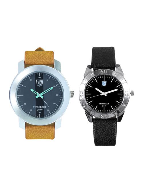 tesseract black dial & black dial men's analogue watches (sbrgb013+sbb037) - 15344069 - Very Small Image - 1