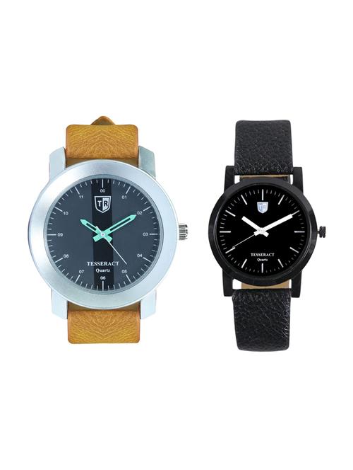 tesseract black dial & black dial men's analogue watches (sbrgb013+sbb039) - 15344070 - Very Small Image - 1