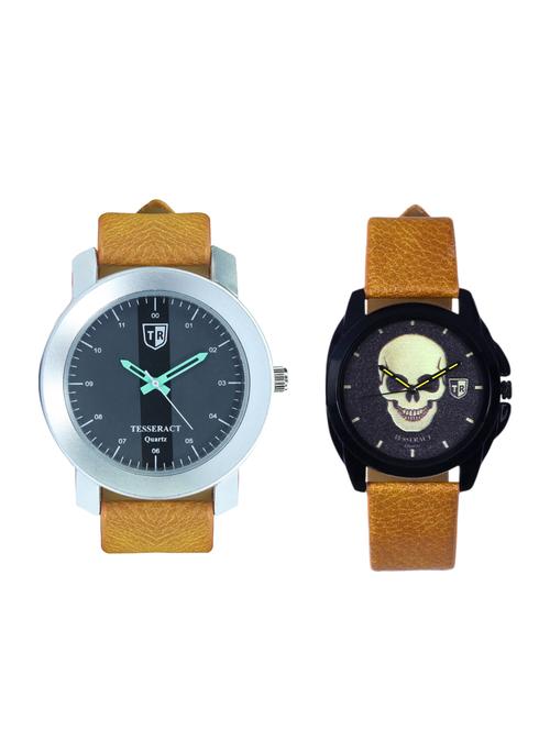 tesseract black dial & black skull face dial men's & boy's analogue watches (sbrgb013+ubrgs047) - 15344074 - Very Small Image - 1