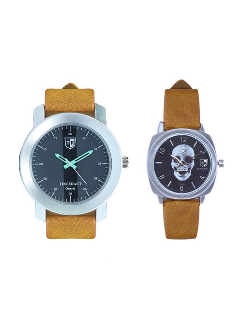 tesseract black dial & black skull face dial men's & boy's analogue watches (sbrgb013+ubrss049) - 15344075 - Very Small Image - 1