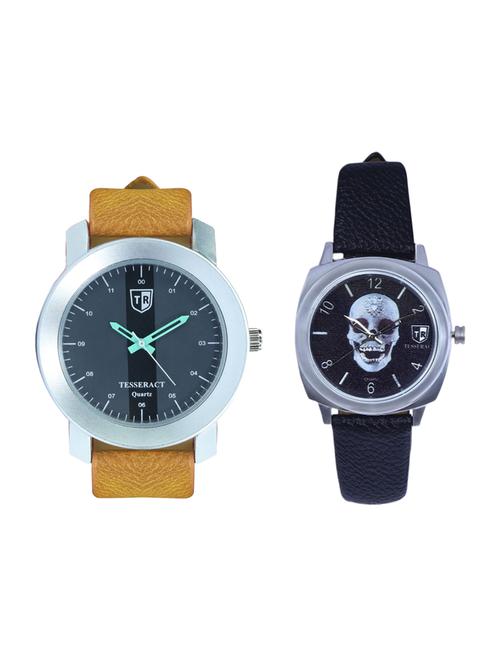 tesseract black dial & black skull face dial men's & boy's analogue watches (sbrgb013+ubss053) - 15344077 - Very Small Image - 1