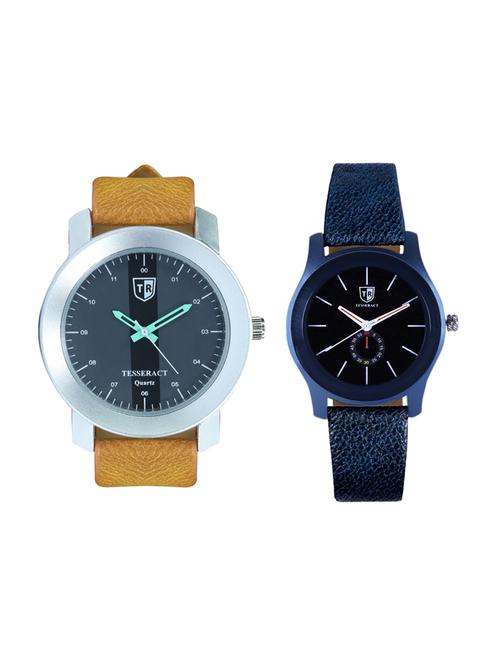 tesseract black dial & black dial men's analogue watches (sbrgb013+sblb063) - 15344082 - Very Small Image - 1