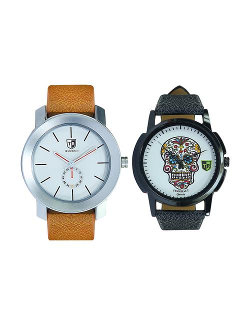 tesseract white dial & skull face men's analogue watches (sbrw015+ubcfs023) - 15344091 - Very Small Image - 1