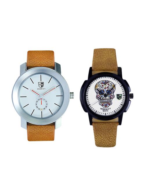 tesseract white dial & white skull face dial men's analogue watches (sbrw015+ubrcfs059) - 15344109 - Very Small Image - 1