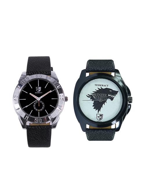 tesseract black dial & game of thrones dial men's analogue watches (sbb017+ubwgt033) - 15344124 - Very Small Image - 1