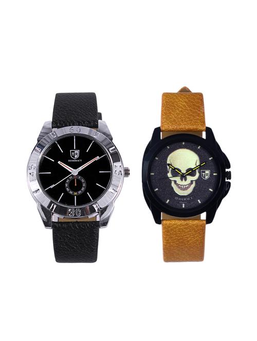 tesseract black dial & black skull face dial men's analogue watches (sbb017+ubrgs047) - 15344131 - Very Small Image - 1