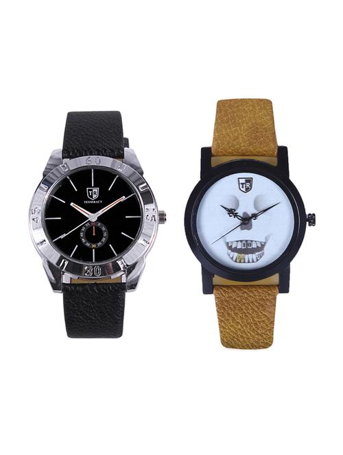 tesseract black dial & white skull face dial men's analogue watches (sbb017+ubrws057) - 15344136 - Very Small Image - 1
