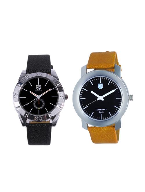 tesseract black dial & black dial men's analogue watches (sbb017+sbrgb069) - 15344142 - Very Small Image - 1