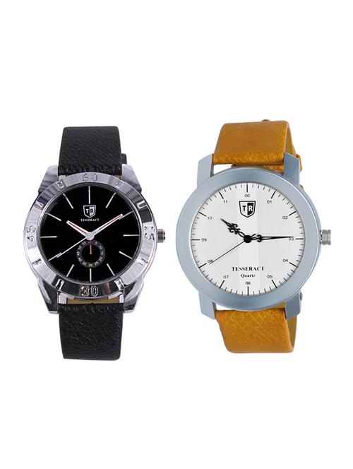 tesseract black dial men's analogue watches (sbb017+sbrw071) - 15344143 - Very Small Image - 1